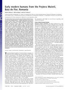 Early modern humans from the Pes¸tera Muierii, Baia de Fier, Romania Andrei Soficaru*, Adrian Dobos¸†, and Erik Trinkaus‡§