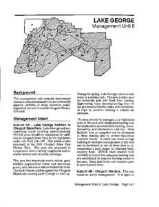 LAKE GEORGE Management Unit 6 Background This management unit contains state-owned and state-selected uplands that are covered by