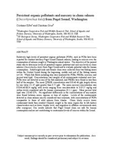 Persistent organic pollutants and mercury in chum salmon (Oncorhynchus keta) from Puget Sound, Washington Cristiane Elfesa and Christian Grueb a  Washington Cooperative Fish and Wildlife Research Unit, School of Aquatic 