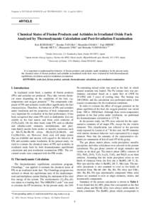 Progress in NUCLEAR SCIENCE and TECHNOLOGY, Vol. 2, ppARTICLE Chemical States of Fission Products and Actinides in Irradiated Oxide Fuels Analyzed by Thermodynamic Calculation and Post-Irradiation Examinatio