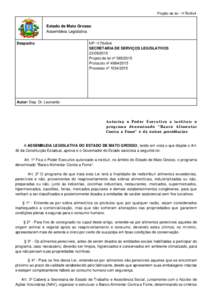 Projeto de lei - r176v9x4  Estado de Mato Grosso Assembleia Legislativa Despacho