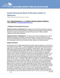 OKLAHOMA INDIAN TRIBE EDUCATION GUIDE  United Keetoowah Band of Cherokee Indians in Oklahoma (Oklahoma Social Studies Standards, OSDE)