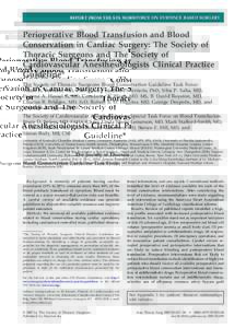 REPORT FROM THE STS WORKFORCE ON EVIDENCE BASED SURGERY  Perioperative Blood Transfusion and Blood Conservation in Cardiac Surgery: The Society of Thoracic Surgeons and The Society of Cardiovascular Anesthesiologists Cli