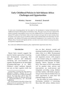 International Journal of Child Care and Education Policy 2012, Vol. 6, No. 2, 21-34 Copyright 2012 by Korea Institute of Child Care and Education  Early Childhood Policies in Sub-Saharan Africa: