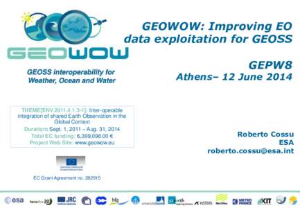 GEOWOW: Improving EO data exploitation for GEOSS GEOSS interoperability for Weather, Ocean and Water  THEME[ENV]: Inter-operable