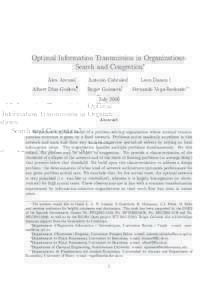 Optimal Information Transmission in Organizations: Search and Congestion∗ ` Alex Arenas†, Albert D´ıaz-Guilera¶,