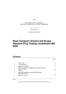 2009  THE LEGISLATIVE ASSEMBLY FOR THE AUSTRALIAN CAPITAL TERRITORY  (As presented)