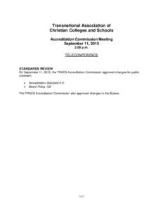 Transnational Association of Christian Colleges and Schools Accreditation Commission Meeting September 11, 2015 2:00 p.m.