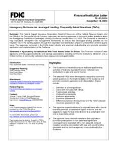 Financial Institution Letter FIL[removed]November 13, 2014 Federal Deposit Insurance Corporation 550 17th Street NW, Washington, D.C[removed]