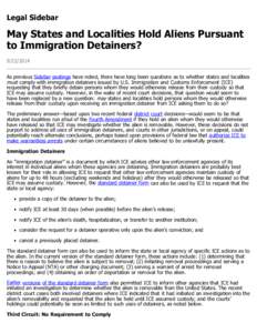 May States and Localities Hold Aliens Pursuant to Immigration Detainers?