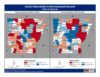 Social Vulnerability to Environmental Hazards State of Arkansas County Comparison within the Nation  County Comparison within the State