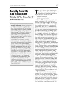 97  FACULTY BENEFITS AND RETIREMENT Faculty Benefits And Retirement