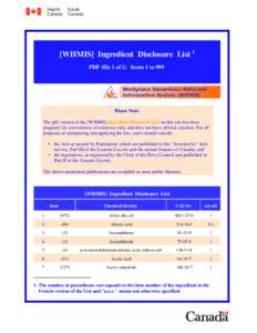 WHMIS - Ingredient Disclosure List