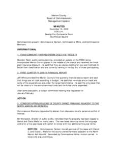 Marion County Board of Commissioners Management Update MINUTES  November 16, 2009