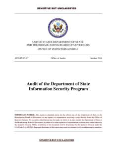 Public safety / Government / Computer law / Federal Information Security Management Act / Inspectors general / Inspector General / United States Department of Homeland Security / Information security / Sensitive but unclassified / Computer security / Security / Data security