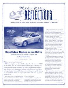 The newsletter of Great Smoky Mountains Institute at Tremont  Breathing Easier as we Drive Tremont receives E-friendly car from TVA by Tonya Stoutt-Brown
