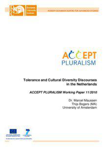 ROBERT SCHUMAN CENTRE FOR ADVANCED STUDIES  Tolerance and Cultural Diversity Discourses