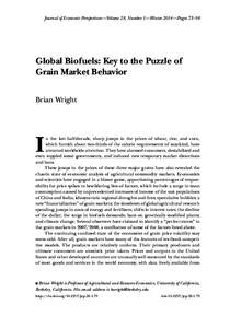 Global Biofuels: Key to the Puzzle of Grain Market Behavior<xref ref-type=