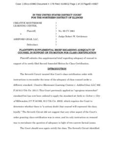 Case: 1:09-cv[removed]Document #: 178 Filed: [removed]Page 1 of 15 PageID #:6927   IN THE UNITED STATES DISTRICT COURT FOR THE NORTHERN DISTRICT OF ILLINOIS CREATIVE MONTESSORI