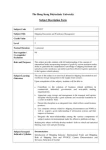 The Hong Kong Polytechnic University Subject Description Form Subject Code  LGT3537
