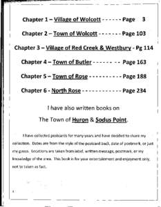 Chapter 1— Village of Wolcott  Page 3 Chapter 2 Town of Wolcott