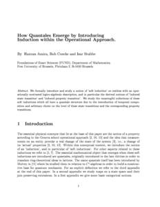 How Quantales Emerge by Introducing Induction within the Operational Approach. By Haroun Amira, Bob Coecke and Isar Stubbe Foundations of Exact Sciences (FUND), Department of Mathematics, Free University of Brussels, Ple