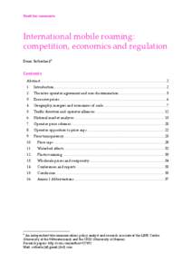 Draft for comments  International mobile roaming: competition, economics and regulation Ewan Sutherland