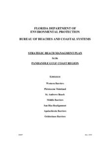 FLORIDA DEPARTMENT OF ENVIRONMENTAL PROTECTION BUREAU OF BEACHES AND COASTAL SYSTEMS STRATEGIC BEACH MANAGMENT PLAN for the