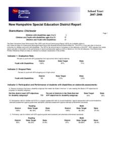 School Year: [removed]New Hampshire Special Education District Report DistrictName: Chichester Page 1