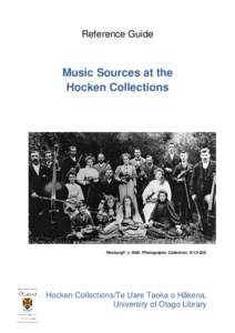 Reference Guide  Music Sources at the Hocken Collections  ‘Roxburgh’ c[removed]Photographs Collection, S[removed].
