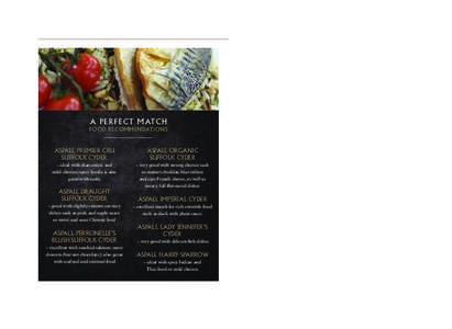 ON00782 Aspall Booklet with Harry Sparrow_Layout[removed]:16 Page 14  SAMPLE MENU CANAPÉS – CUVÉE CHEVALLIER