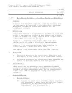 Prepared by the Property and Fund Management Office This replaces the Procedure dated May 1991 A8.635 A8.600 ACCOUNTING  May 1997