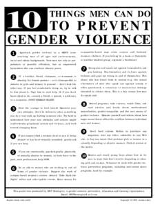 10 T O  THINGS MEN CAN DO PREVENT GENDER VIOLENCE