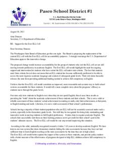 Pasco School District #1 C. L. Booth Education Service Center 1215 W. Lewis Street • Pasco, Washington[removed]Saundra L. Hill, Superintendent • ([removed] • FAX[removed]August 19, 2013