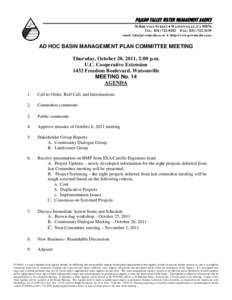 PAJARO VALLEY WATER MANAGEMENT AGENCY 36 BRENNAN STREET  WATSONVILLE, CATEL: FAX: email:   http://www.pvwma.dst.ca.us  AD HOC BASIN MANAGEMENT PLAN COMMITTEE M