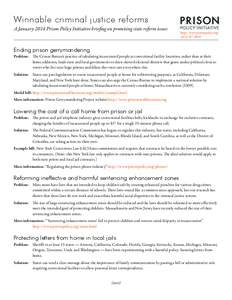 Winnable criminal justice reforms A January 2014 Prison Policy Initiative brieﬁng on promising state reform issues http://www.prisonpolicy.org