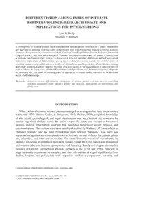 DIFFERENTIATION AMONG TYPES OF INTIMATE PARTNER VIOLENCE: RESEARCH UPDATE AND IMPLICATIONS FOR INTERVENTIONS