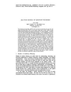 reprint from [removed]. published in Diversity in Auditory Mechanics, Lewis et al. (eds.), World Scientific Publishing, Singapore, 1997, pp[removed]ALL-POLE MODELS OF AUDITORY FILTERING R.F. LYON Apple Computer,