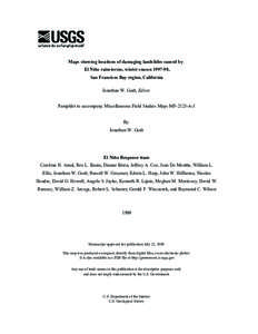 Maps showing locations of damaging landslides caused by El Niño rainstorms, winter season[removed], San Francisco Bay region, California Jonathan W. Godt, Editor Pamphlet to accompany Miscellaneous Field Studies Maps MF-