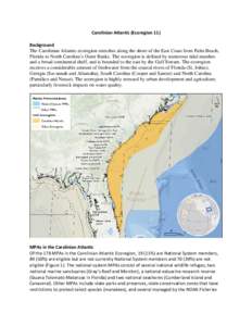 Carolinian Atlantic (Ecoregion 11) Background The Carolinian Atlantic ecoregion stretches along the shore of the East Coast from Palm Beach, Florida to North Carolina’s Outer Banks. The ecoregion is defined by numerous