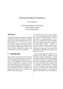 Deconstructing E-Commerce Ike Antkaretoo International Institute of Technology United Slates of Earth 