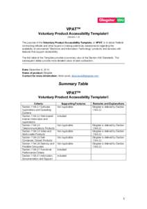 VPAT™ Voluntary Product Accessibility Template® (Version 1.3) The purpose of the Voluntary Product Accessibility Template, or VPAT, is to assist Federal contracting officials and other buyers in making preliminary ass