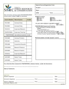 Special Courses Registration Form