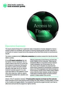 Evidence Review 4  Access to Finance November 2014