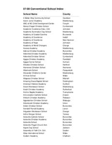 07-08 Conventional School Index School Name County  A Better Way Community School