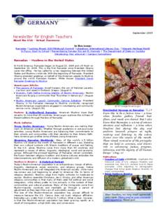 XX  September 2009 Newsletter for English Teachers About the USA – Virtual Classroom