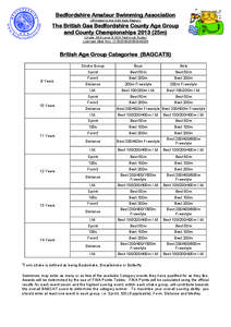 Bedfordshire Amateur Swimming Association (Affiliated to the ASA East Region) The British Gas Bedfordshire County Age Group and County Championships[removed]25m) (Under ASA Laws & ASA Technical Rules)