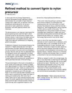 Refined method to convert lignin to nylon precursor