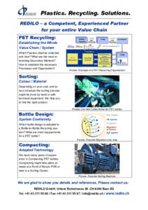 Plastics. Recycling. Solutions. REDILO – a Competent, Experienced Partner for your entire Value Chain PET Recycling: Establishing the Whole Value Chain / System