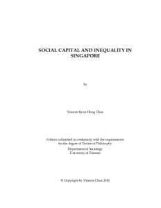 Sociology / Vincent Chua / Chua Beng Huat / Social capital / Gender / Culture / Cultural studies